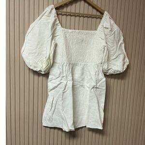 Tuckernuck Annie Smocked Linen Mini Dress Ivory Size XL
